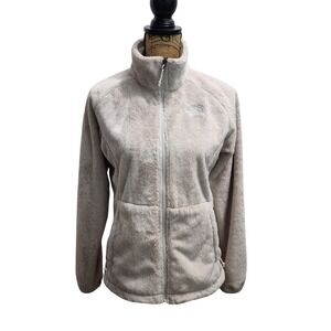 The North‎ Face Fuzzy Fleece Jacket Womens M Beige Zip Up Casual Outerwear